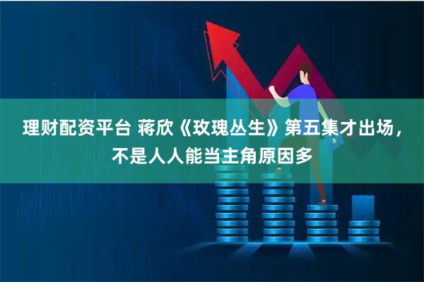 理财配资平台 蒋欣《玫瑰丛生》第五集才出场，不是人人能当主角原因多